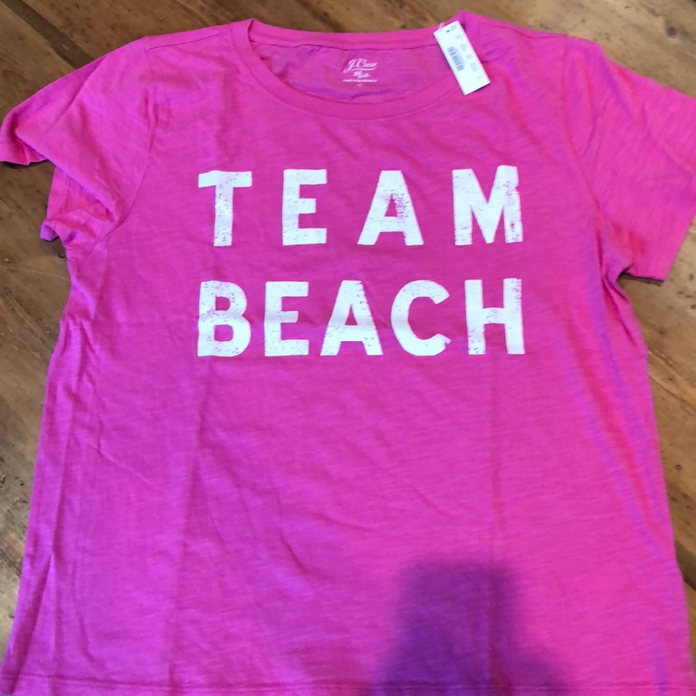 J. Crew Pink "Team Beach" Short Sleeve Tee